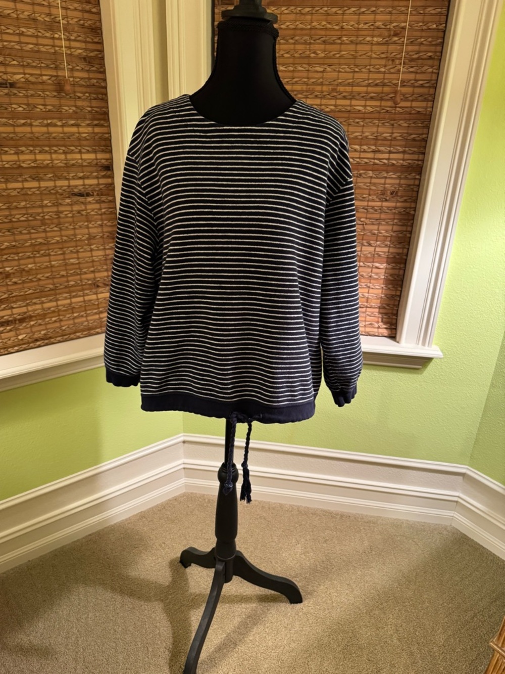 Liz Claiborne Navy and White Striped Knit Top